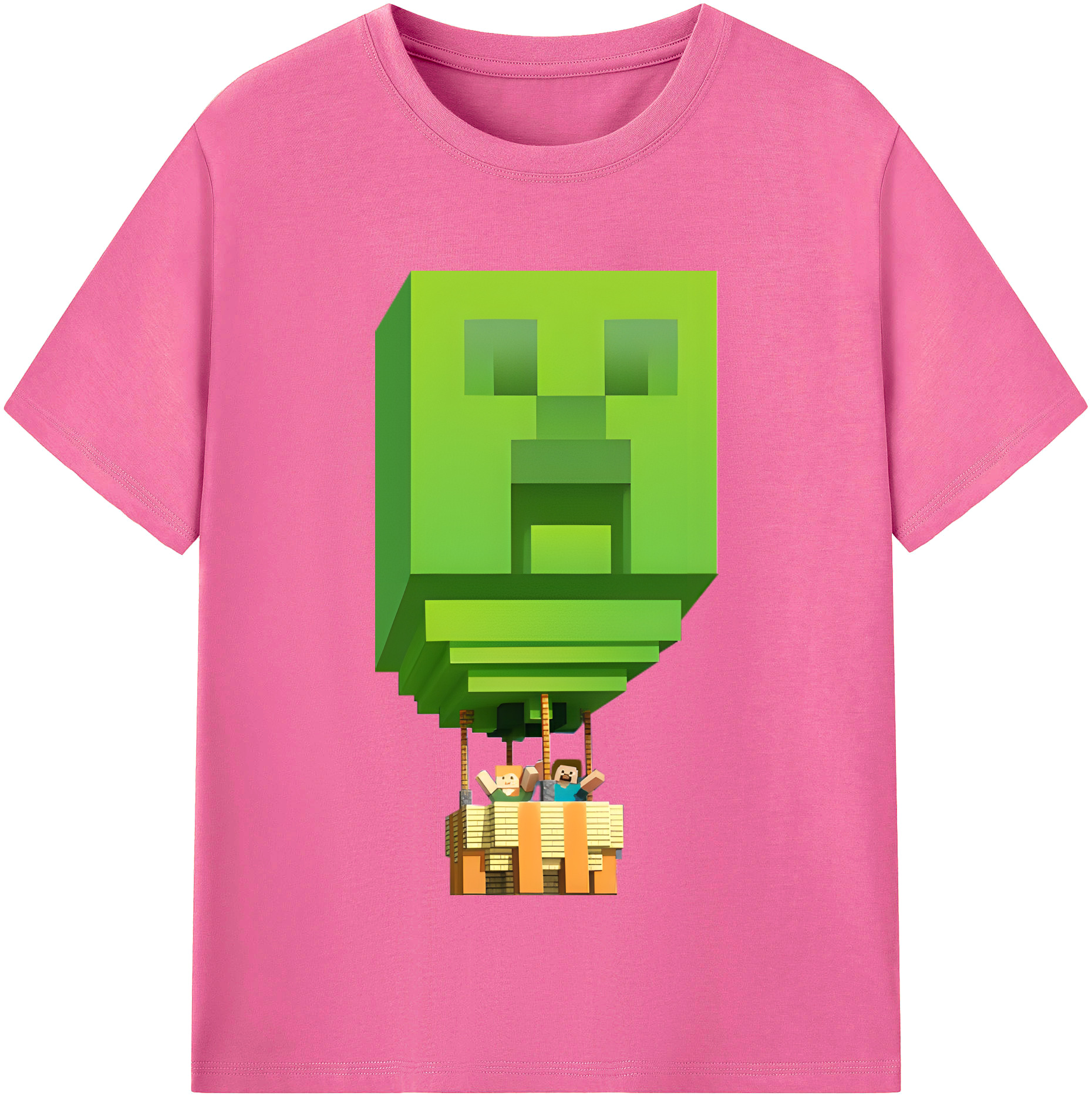 （画像用） マインクラフト ブロックの世界 Minecraft MC Block world レディースカジュアルプリントTシャツ（綿100％）